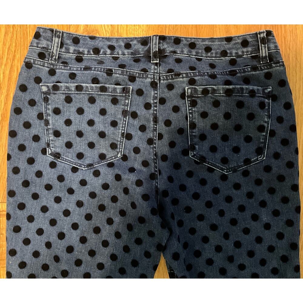Women's Crown & Ivy Size 14R Skinny Denim Jeans with Black Velvet Raised Circles - Picture 7 of 10